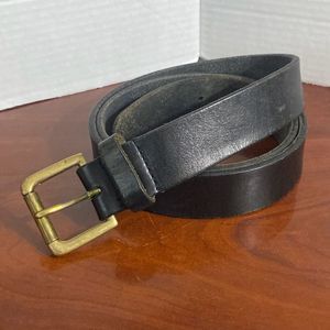 Vintage Polo Ralph Lauren Black Leather Belt Brass Buckle Men 42 Made Argentina